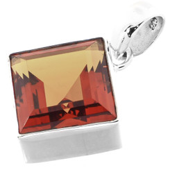 1 1/8" 15mm Orange Quartz In 925 Sterling Silver Pendant