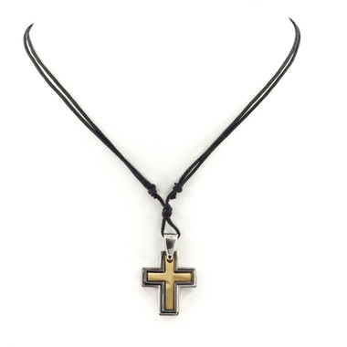 925 Silver Cross Mens Brushed Gold Gunmetal Plated Over Sterling Pendant, 1 1/8"