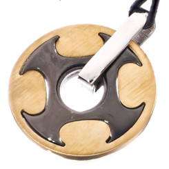 925 Silver Mens Brushed Gold Gunmetal Black Metal Plated Sterling Pendant, 1"