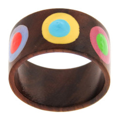 Hand Painted Colorful Boho Bohemian Wood Fashion Ring