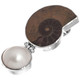 925 Silver Adorable Ammonite Fossil Mabe Pearl Pendant, 1 7/8"