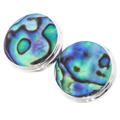 925 Silver New Zealand Paua Abalone Shell Sterling Clip-on Earrings, 3/4"