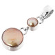925 Silver Peach Gold Biwa Freshwater Coin Pearl Sterling Pendant, 1 1/4"