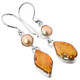 925 Silver Copper Bronze Biwa Freshwater Pearl Sterling Earrings, 3/4"