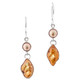 925 Silver Copper Bronze Biwa Freshwater Pearl Sterling Earrings, 3/4"