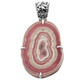 925 Silver Rare Rhodochrosite Stalactite Slice Sterling Pendant, 2 1/2"