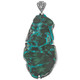 925 Silver Green Malachite in Chrysocolla Stalactite Slice Pendant, 3 3/4"