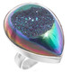 925 Silver Peacock Purple Green Titanium Agate Druzy Pear Adj Sz 7 Ring, 1"