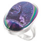 925 Silver Peacock Purple Green Titanium Agate Druzy Drusy Adj Sz 6 Ring, 1"
