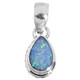 925 Silver Pear Natural Australian Opal In Sterling Scroll Teardrop Pendant, 1"