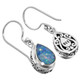 925 Silver Pear Natural Australian Opal Filigree Pear Teardrop Earrings, 1/2"