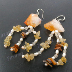 1 15/16" Sterling Silver Citrine French Earrings