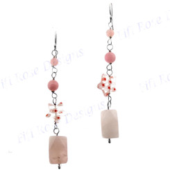 1 15/16" Rose Quartz Sterling Silver French Drop Earrings