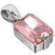 925 Silver Emerald Cut Large 14mm Pink Quartz Sterling Pendant, 1"