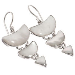 925 Silver White Mother Of Pearl Sterling Cascading Chandelier Earrings, 1 1/8"