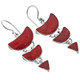 925 Silver Red Coral Chandelier Sterling Cascading Drop Earrings, 1 1/8"
