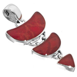 925 Silver Red Coral Shell Sterling Cascading Chandelier Pendant, 1 1/2"