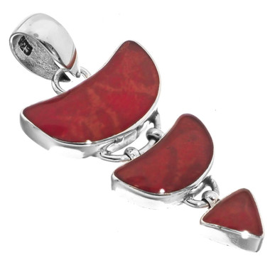 925 Silver Red Coral Shell Sterling Cascading Chandelier Pendant, 1 1/2"