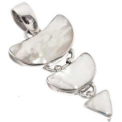 925 Silver Cascading White Mother Of Pearl Sterling Chandelier Pendant, 1 1/2"