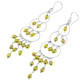 925 Silver Playful Lime Green Cultured Freshwater Pearls Chandelier Earrings, 3"