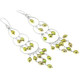 925 Silver Playful Lime Green Cultured Freshwater Pearls Chandelier Earrings, 3"