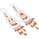 925 Silver Peach Gold Cultured Freshwater Pearls Chandelier Drop Earrings, 3"