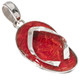 925 Silver Flip Flops Beach Sandals Red Sponge Coral Sterling Pendant, 1 1/4"