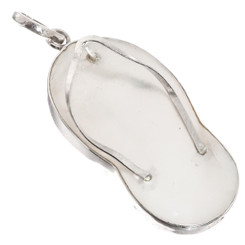 925 Silver Flip Flops Beach Sandals Mother of pearl Sterling Pendant, 1 1/4"