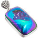 925 Silver Peacock Purple Green Titanium Agate Druzy Sterling Pendant, 1 3/4"