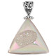 925 Silver Iridescent White Opal Titanium Agate Druzy Sterling Pendant, 1 5/8"
