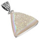 925 Silver Iridescent White Opal Titanium Agate Druzy Sterling Pendant, 1 5/8"