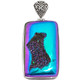 925 Silver Peacock Purple Green Titanium Druzy Drusy Sterling Pendant, 2 1/2"