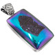 925 Silver Peacock Purple Green Titanium Agate Druzy Sterling Pendant, 2.5"