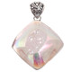925 Silver Opal White Iridescent Titanium Agate Druzy Sterling Pendant, 1 3/4"