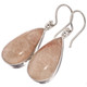 925 Silver Teardrop Flower Pattern Fossil Coral Sterling Pear Earrings, 7/8"