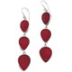 925 Silver Sterling Pear Teardrop Red Coral Dangle Drop Earrings, 2"