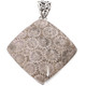 925 Silver Big Fossil Coral Flower Pattern Sterling Pendant, 1 9/16"