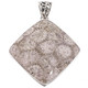 925 Silver Big Fossil Coral Flower Pattern Sterling Pendant, 1 9/16"
