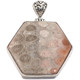 925 Silver Flower Pattern Genuine Fossil Coral Sterling Pendant, 2"