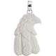 925 Silver Hand Carving Eagle Head Bison Bone Bovine Sterling Pendant, 1 1/4"