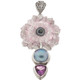 925 Silver Big Amethyst Quartz Crystal Slice Blue Mabe Pearl Pendant, 3 5/8"