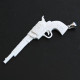 925 Silver Cool Wild West Colt Pistol Gun Bison Bone Carving Pendant, 3 1/4"