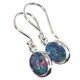 Oval Fiery AAA Natural Australian Opal 925 Sterling Silver Drop Earrings 3/8"