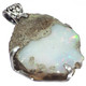 Genuine Ethiopian Opal Rough Color Flash 925 Sterling Silver Pendant, 1 3/4"