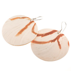 925 Silver Round Exotic Tiger Stripe Patterned Nautilus Shell Earrings, 2"