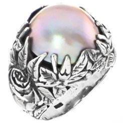 925 Silver Opulent Lavender Champagne Mabe Pearl Sterling Us 8 Ring
