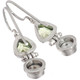 925 Silver Dainty White Freshwater Pearl Peridot Trillion Sterling Earrings, 1"