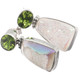 Iridescent White Titanium Agate Druzy Peridot 925 Sterling Silver Stud Earrings, 1"