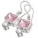 925 Silver Freshwater Button Pearl Pink Quartz Sterling Drop Earrings, 5/8"
