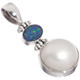925 Silver White Mabe Pearl Australian Opal Sterling Pendant, 1 3/8"